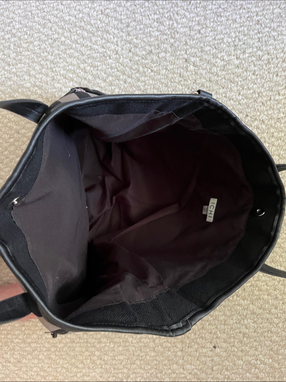 ICHI NWOT Striped Tote Bag in Brown and Black - Picture 5 of 6